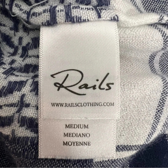 Rails Adelinel Dress Sapphire Jacquard Navy White Tassle Long Sleeve Size M - Picture 9 of 12